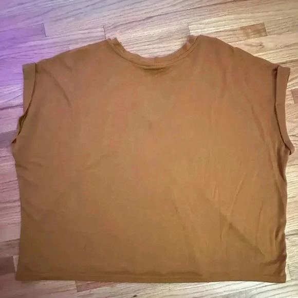 MOD REF Tan Womens Over-Sized Tee W rolled cuff sleves l Size L l preppy - Picture 4 of 6